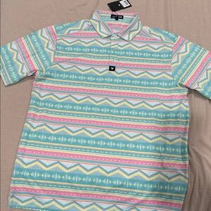 Bad Birdie Pastel Striped Polo Shirt